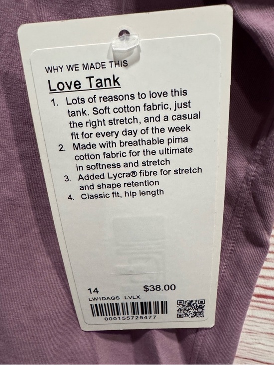 NWT Lululemon Love Tank Top in Lavender Lux Sz 14 - Picture 7 of 10